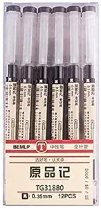 Gel Ink Pen Extra fine point pens Ballpoint pen 0.35mm Black For japanese Office School Stationery Supply 12 Packs