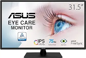 ASUS 31.5” 1080P Monitor (VA329HE) – Full HD, IPS, 75Hz, Adaptive-Sync, Eye Care, Low Blue Light, Flicker Free, HDMI, VGA, Wall Mountable, Tilt Adjustable,Black