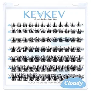 Lash Clusters 84 Pcs Cluster Lashes Natural Look DIY Lash Extension Lashes That Look Like Extensions Wispy Lashes Fluffy Eyelash Clusters Thin Band & Soft (Cloudy,D-8-16mix)