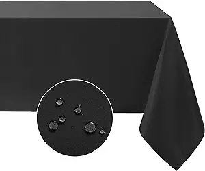 Softalker Rectangle Tablecloth Waterproof & Stain Resistant Table Cloth Wrinkle Free Fabric Washable 210GSM Polyester Table Cover for Dining/Party/Holiday (60 x 84 inch, Black)