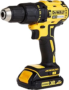 درایور چکشی فشرده DEWALT 18V 13mm، موتور بدون برس، 2 باتری لیتیوم یونی 1.5Ah، شارژر و جعبه کیت، بنایی، چوب، فلز، زرد/مشکی، DCD778S2-GB، 3 سال گارانتی