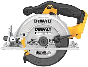 اره مدور DEWALT 20V MAX، تیغه 6-1/2 اینچی، موتور 460 MWO، قابلیت اریب 0-50 درجه، فقط ابزار لخت (DCS391B)