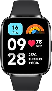 ساعت هوشمند ردمی شیائومی 3 Active Black| صفحه نمایش LCD بزرگ 1.83 اینچی، مقاوم در برابر آب 5ATM، عمر باتری 12 روز، GPS، 100+ حالت تمرین، مانیتور ضربان قلب، ردیابی تناسب اندام در مقیاس کامل