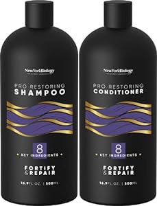 مجموعه شامپو و نرم کننده New York Biology Pro Restoring 16 oz – شامپو بدون سولفات برای موهای رنگ شده و موهای آسیب دیده خشک – شامپو و نرم کننده ضخیم کننده مو برای مردان و زنان