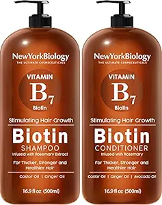 مجموعه شامپو و نرم کننده بیوتین نیویورک بیولوژیکی برای رشد مو و نازک شدن مو – فرمول ضخیم کننده برای درمان ریزش مو – برای مردان و زنان – ضد شوره سر – 16.9 fl Oz