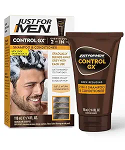 شامپو و نرم کننده 2 در 1 کاهش دهنده خاکستری GX فقط برای مردان، رنگ موی تدریجی برای موهای قوی تر و سالم تر، 4 Fl Oz – بسته 1 عددی (بسته بندی ممکن است متفاوت باشد)