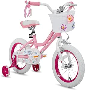 دوچرخه دخترانه فرشته JOYSTAR برای کودکان نوپا و کودکان 2 تا 9 سال، 12 14 16 دوچرخه کودکان 18 اینچی با چرخ و سبد آموزشی، دوچرخه دخترانه 18 با ترمز دستی و پایه پایه