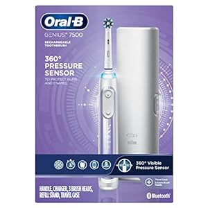 مسواک برقی Oral-B 7500 بنفش ارکیده با 4 سر برس و کیف مسافرتی – سنسور فشار قابل مشاهده برای محافظت از لثه – 5 حالت تمیز کردن – تایمر 2 دقیقه ای