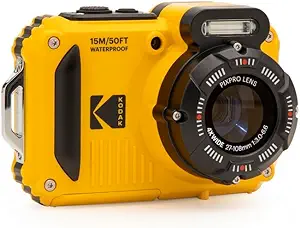 KODAK PIXPRO WPZ2 مقاوم در برابر ضربه ضد ضربه و ضد گرد و غبار دوربین دیجیتال وای فای 16 مگاپیکسلی 4X زوم اپتیکال 1080P دوربین فیلمبرداری کامل HD 2.7 اینچی LCD (زرد)
