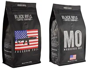 Black Rifle Coffee Dark Roast Bundle (Murdered Out and Freedom Fuel) 2 کیسه زمین 12 اونس، قهوه زمینی تیره برشته شده، به حمایت از کهنه سربازان و اولین پاسخ دهندگان کمک می کند