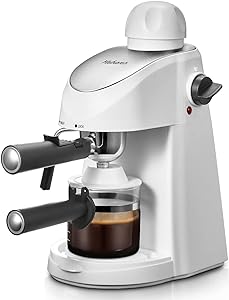 دستگاه اسپرسوساز یابانو، قهوه ساز اسپرسو 3.5 بار، دستگاه اسپرسوساز و کاپوچینو با کف کننده شیر، اسپرسو ساز با بخارپز (سفید)