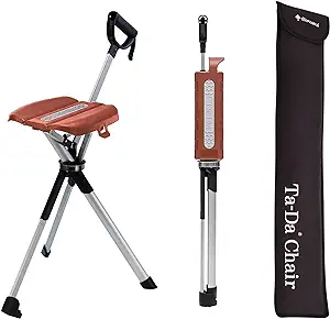 صندلی Ta-Da سری 2- عصای قابل حمل، عصا با صندلی، صندلی تاشو، چوب پیاده روی، برای کمپینگ، پیاده روی، آلومینیوم سبک وزن، حمل آسان، ضد لغزش