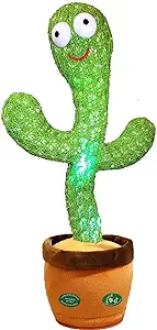 Pbooo Dancing Cactus Mimicking Toy, Talking Repeat Singing Sunny Cactus Toy 120 pcs Songs for Baby 15S Record Your Sing Sing+Dancing+Recording+LED