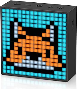Divoom TimeBox Evo — بلندگوی بلوتوث Pixel Art با صفحه نمایش LED 16×16 APP Control – قاب انیمیشن جالب و تنظیم اتاق بازی و ساعت زنگ دار کنار تخت – مشکی