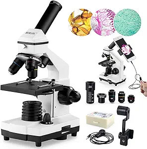 میکروسکوپ برای بزرگسالان کودکان، 100X-2000X میکروسکوپ مرکب BEBANG با اسلایدهای میکروسکوپ، کیت میکروسکوپ برای کودکان دانش‌آموزان آزمایشگاه خانه مدرسه