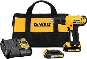 کیت دریل/درایور بی سیم DEWALT 20V Max، فشرده، 1/2 اینچی (DCD771C2)، زرد