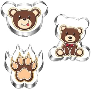 ست کاتر شیرینی خرس عروسکی-3 تکه-سر خرس، پنجه خرس و خرس عروسکی-قابل شستشو در ماشین ظرفشویی-شکل های کاتر شیرینی برای پخت تولد نوزاد حمام