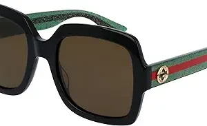 عینک آفتابی زنانه Gucci Square GG0036SN 002 مشکی/سبز/قرمز 54mm 0036
