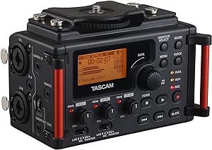 ضبط صوتی قابل حمل 4 کانال TASCAM برای فیلمسازان DSLR، مشکی (DR-60DmkII)