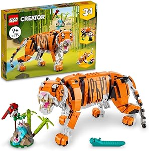 مجموعه اسباب بازی LEGO Creator 3in1 Majestic Tiger 31129 Building Blocks; اسباب بازی های پسرانه، دخترانه و بچه گانه (755 عدد)