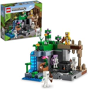 LEGO 21189 Minecraft The Skeleton Dungeon Set، اسباب بازی ساخت و ساز برای کودکان با غارها، موب ها و فیگورها با لوازم جانبی کمان کراس