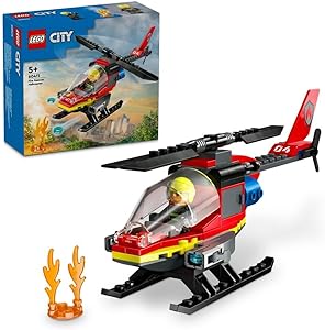 مجموعه اسباب بازی 60411 Building Blocks Helicopter Rescue Fire Rescue LEGO® City; اسباب بازی های پسرانه، دخترانه و بچه گانه (85 عدد)