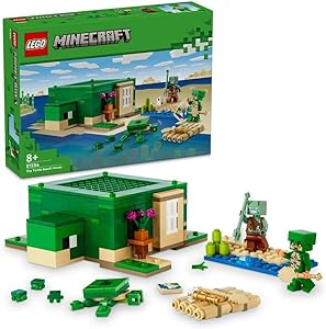 مجموعه اسباب بازی LEGO® Minecraft® The Turtle Beach House 21254 Building Blocks. اسباب بازی های پسرانه، دخترانه و بچه گانه (234 قطعه)