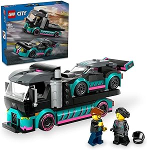 مجموعه ماشین اسباب بازی 60406 Building Blocks LEGO® City Race Car and Carrier Truck; اسباب بازی های پسرانه، دخترانه و بچه گانه (328 قطعه)