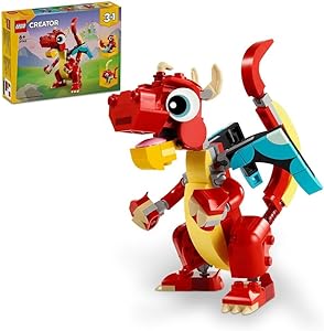 مجموعه اسباب بازی LEGO® Creator 3in1 Red Dragon 31145 Building Blocks. اسباب بازی های پسرانه، دخترانه و بچه گانه (149 قطعه)