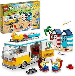 مجموعه ماشین اسباب بازی LEGO® Creator 3in1 Beach Camper Van 31138 Building Blocks. اسباب بازی برای پسران، دختران و کودکان؛ اسباب بازی های هدیه برای کودکان (556 قطعه)