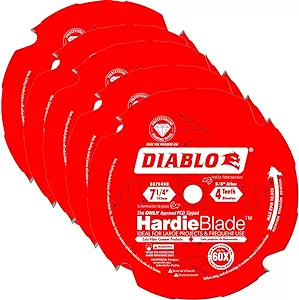 Freud D0704DHA Diablo 7-1/4-inch x4T PCD Tip تیغه اره سیمانی فیبر TCG Hardie (5 بسته)