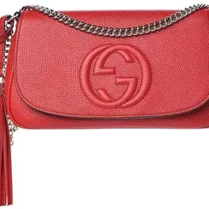 کیف دستی کیف شانه با زنجیر چرمی گوچی سوهو GG قرمز به هم پیوسته ایتالیا جدید