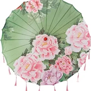 THY COLLECTIBLES کلاسیک هنر چینی به سبک آسیایی چتر چتر ابریشمی 33 اینچی با منگوله برای مجالس عروسی، عکاسی، لباس، لباس، تزئینات و رویدادهای دیگر