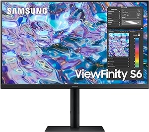 Samsung 27 اینچی ViewFinity S6 LS27B610، مانیتور 2K QHD با پنل IPS، طراحی ارگونومیک با صفحه نمایش بدون حاشیه، نرخ به روز رسانی 75 هرتز، AMD FreeSync – LS27B610EQMXUE