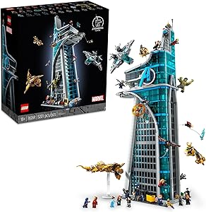 کیت ساخت برج LEGO Marvel Avengers، بازسازی تفصیلی HQ نمادین با صحنه های فیلم کلاسیک، 31 فیگور و لوازم جانبی معتبر، هدیه برای طرفداران مارول و مدل سازان، 76269