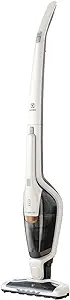 جارو شارژی سبک وزن پاک کن Electrolux Ergorapido Stick Cleaner با چراغ های نازل LED و برق باتری توربو، برای فرش و کف های سخت، در، سفید ساتن
