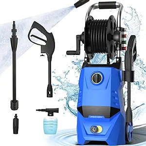 Power Washer, TE3500 2.3GPM 2150PSI واشر فشار قوی واشر برقی ماشین لباسشویی حرفه ای ماشین شستشوی ماشین با شلنگ، نازل های گیبال شده برای خودرو حیاط پاسیو گاردن