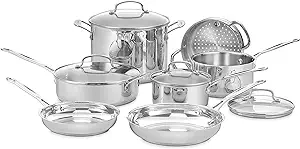 مجموعه ظروف آشپزی 11 تکه Cuisinart، مجموعه استیل ضد زنگ کلاسیک سرآشپز 77-11G