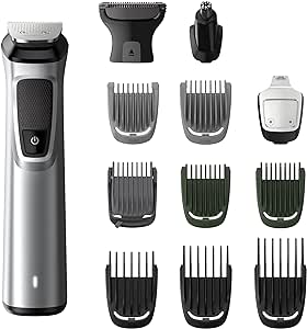 Philips 13-in-1 Multigroom 7000 | Ultimate Trimmer for Men | فناوری DualCut | ریش اصلاح دقیق | موبر | آرایش بدن | موبر گوش و بینی | تیغه های فلزی خود تیز شونده | MG7715