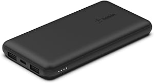 پاوربانک قابل حمل 10000 میلی آمپر ساعتی Belkin، شارژر قابل حمل 10K USB-C با 1 پورت USB-C و 2 پورت USB-A، بسته باتری برای شارژ حداکثر 15 وات برای iPhone، Samsung Galaxy، AirPods، iPad و موارد دیگر – مشکی