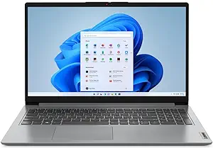 لپ تاپ Lenovo IdeaPad 1، صفحه نمایش 15.6 اینچی FHD، AMD Ryzen 5 5500U، 8 گیگابایت رم، 512 گیگابایت SSD، Windows 11 Home، دوربین 720p با شاتر خصوصی، حذف نویز هوشمند، Cloud Gray