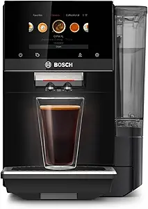 دستگاه اسپرسوساز تمام اتوماتیک Bosch TPU60309 VeroCafe سری 800 با اتصال به خانه، 35 نوع قهوه با جهان قهوه، دو فنجان، مشکی