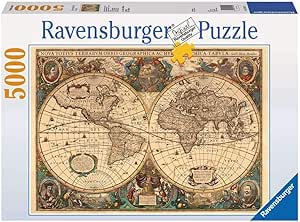 نقشه جهان عتیقه Ravensburger، پازل اره منبت کاری اره مویی 5000 عددی، یک سایز