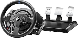 Thrustmaster T300RS GT، چرخ مسابقه و 3 پدال، PS4 و PC، REALSIMULATOR Force Feedback، موتور براشلس، سیستم دو کمربند، فناوری مغناطیسی، چرخ قابل تعویض، با بازی های PS5 کار می کند