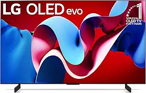 تلویزیون هوشمند OLED evo C4 سری 42 اینچی LG با صفحه نمایش تخت 4K با کنترل از راه دور جادویی مجهز به هوش مصنوعی داخلی الکسا (OLED42C4PUA، 2024)