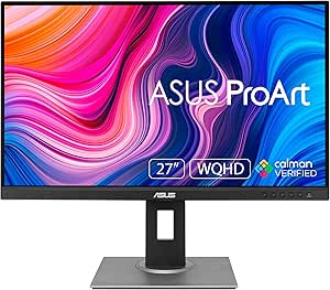 مانیتور حرفه ای ASUS ProArt PA278QV – 27 اینچ، IPS، WQHD (2560 x 1440)، 100% sRGB، 100% ضبط. 709، دقت رنگ ΔE <2، تأیید Calman، از پیش تنظیم شده ProArt، پالت ProArt، پایه ارگونومیک