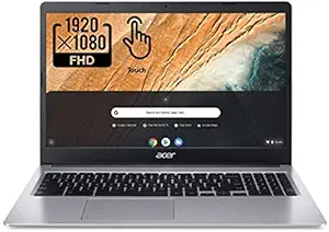 Acer 2022 Chromebook 315 لپ تاپ 15.6 اینچی Full HD 1080p IPS لمسی، پردازنده دو هسته ای Celeron N4020 اینتل، 4 گیگابایت رم DDR4، 64 گیگابایت eMMC، وب کم، WiFi، عمر باتری 12 ساعت، سیستم عامل کروم، نقره ای