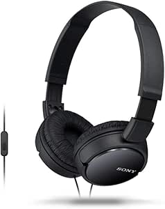 هدفون Sony MDR ZX110AP Wired On Ear با کابل بدون گره خوردن، پین مینی جک 3.5 میلی‌متری، هدست با میکروفون برای تماس‌های تلفنی، مشکی، MDRZX110AP/B