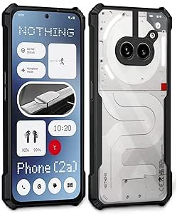 Nothing Phone 2a قاب پشتی سخت کامپیوتری شفاف با حاشیه مشکی TPU ممتاز 360 درجه مقاوم در برابر ضربه محافظ محافظ لنز دوربین پوشش شفاف برای هیچ تلفن 2a