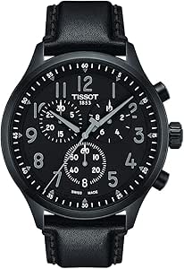 Tissot مردانه Chrono XL Vintage 316L استیل ضد زنگ با پوشش مشکی PVD ساعت کوارتز سوئیسی، مشکی، چرم، 22 (T1166173605200)